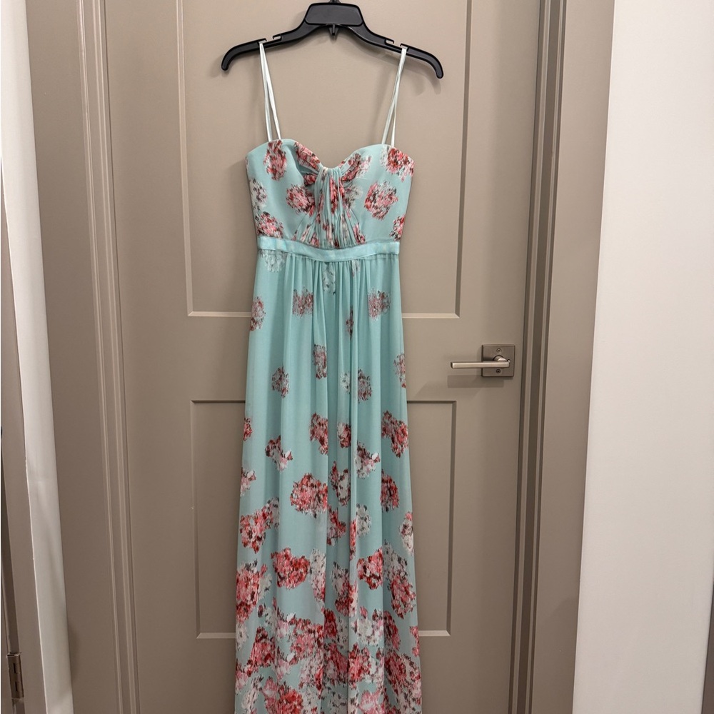 BCBGMaxAzria Floral Mint and Pink Wedding Dress